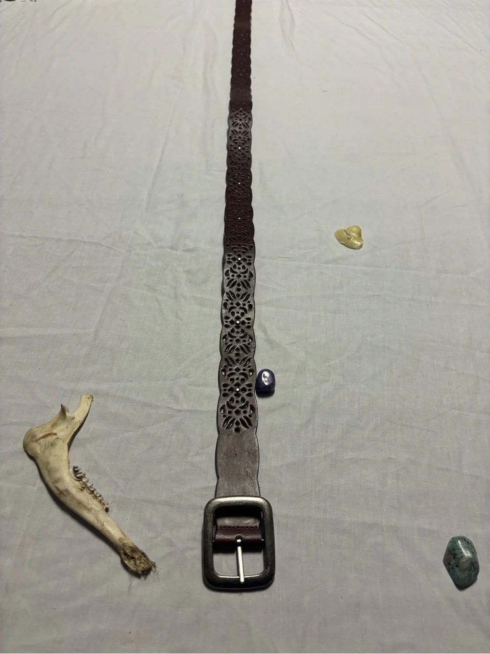 Brown Leather Belt with Square Buckle